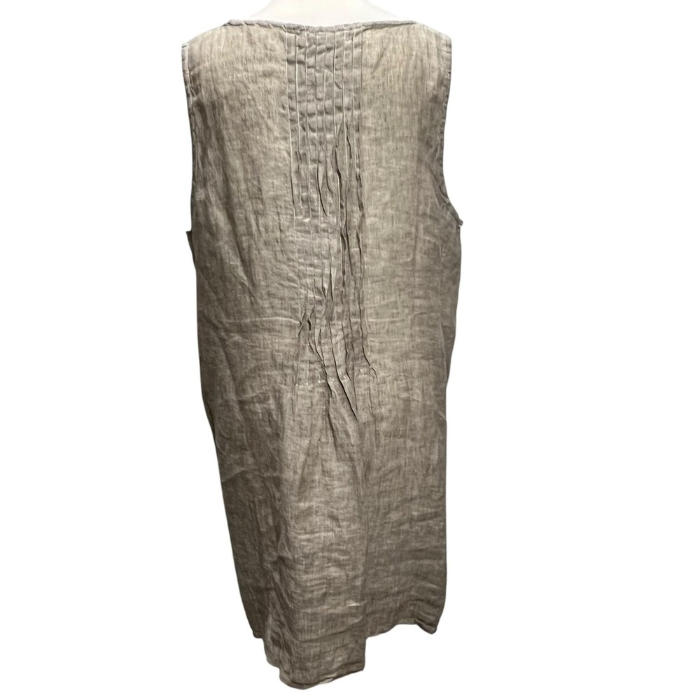CP Shades Lindsey Mini Dress Womens L Brown Linen Pintucks Button Front Breezy - Picture 4 of 13